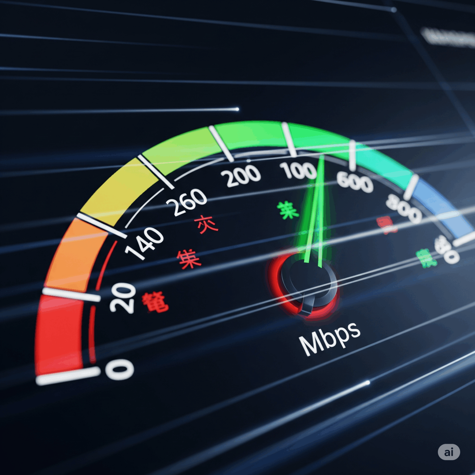 ソフトバンク光の速度が遅い状態から高速へ改善するイメージのスピードメーター