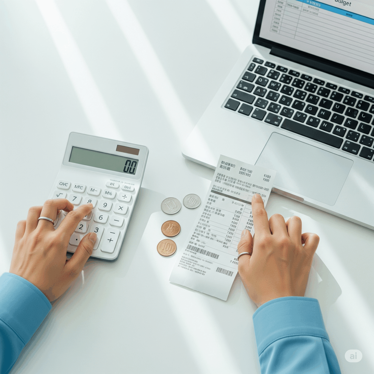 ソフトバンク光の料金を請求書と電卓で計算し、確認しているイメージ画像